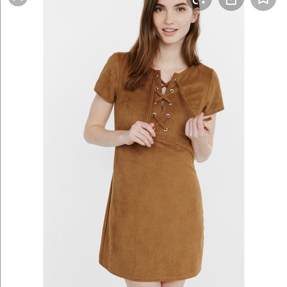 Express Dresses & Skirts - Express Brown Suede Lace-up Dress